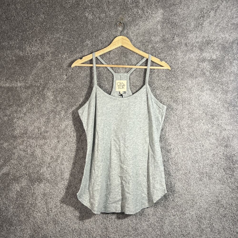 Chaser Womens Medium Gray Racerback Cami Tank Top Curved Hem Casual NWT